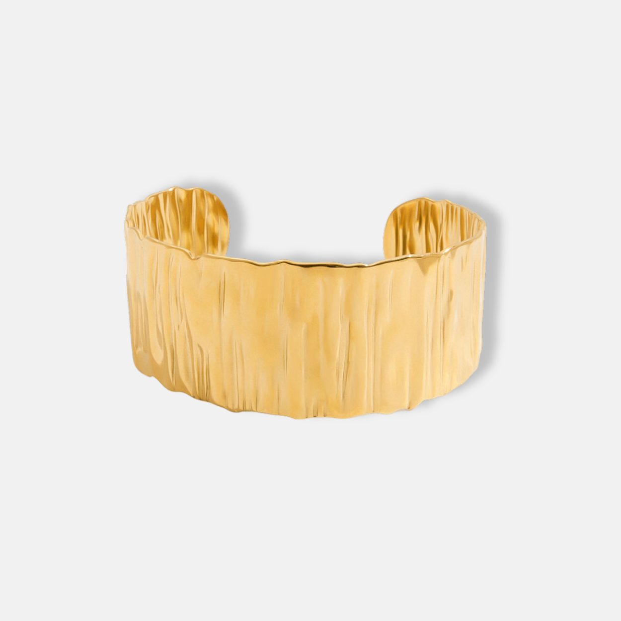 Textured Cuff Bangle 18K Gold Plated