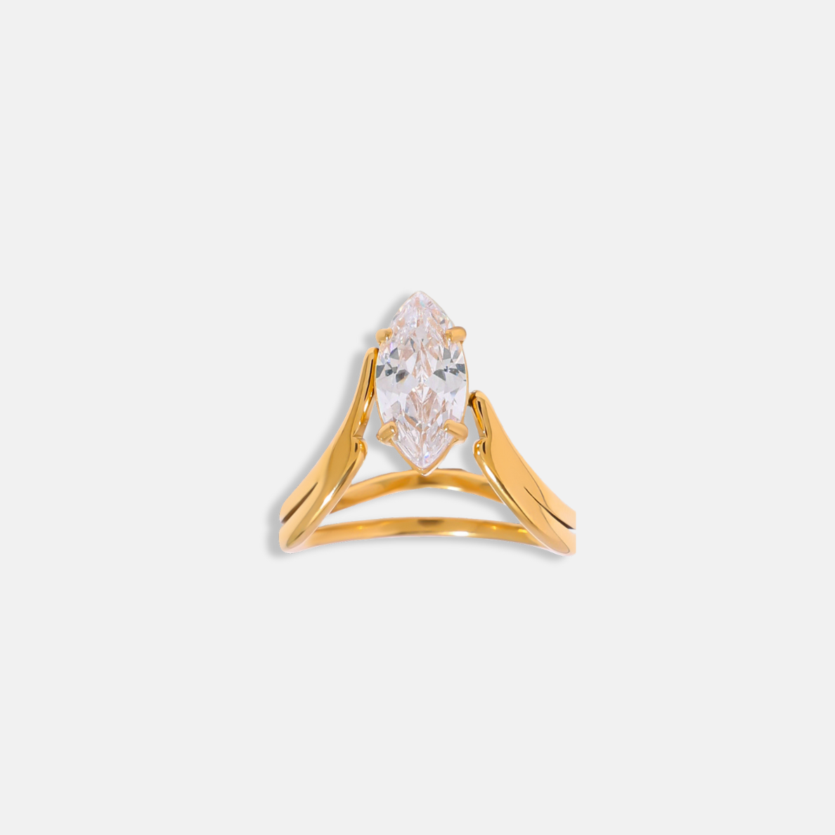 Marquise Zircon Ring 18K Gold Plated