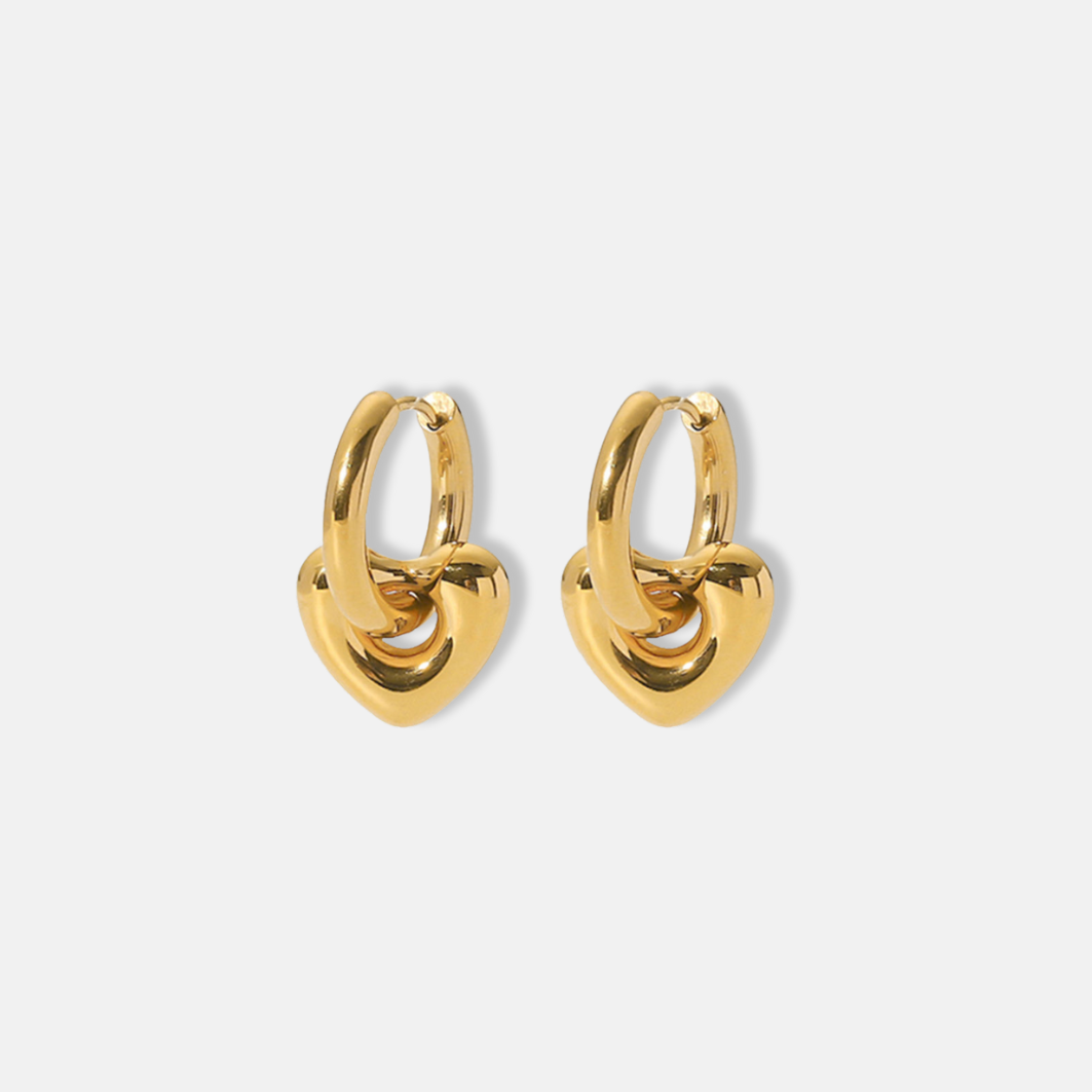 Eternal Heart Hoop Earrings 18K Gold Plated