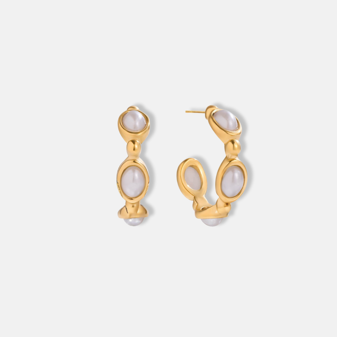 Pearl Hoop Earrings 18K Gold Plated