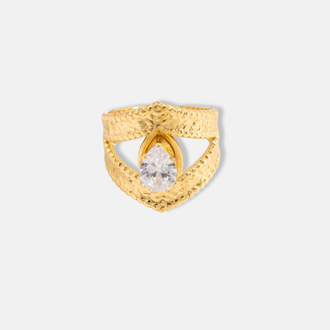 Pear Cut Zircon Ring 18K Gold Plated