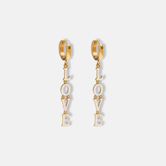 LOVE Drop Earrings 18k Gold Plated