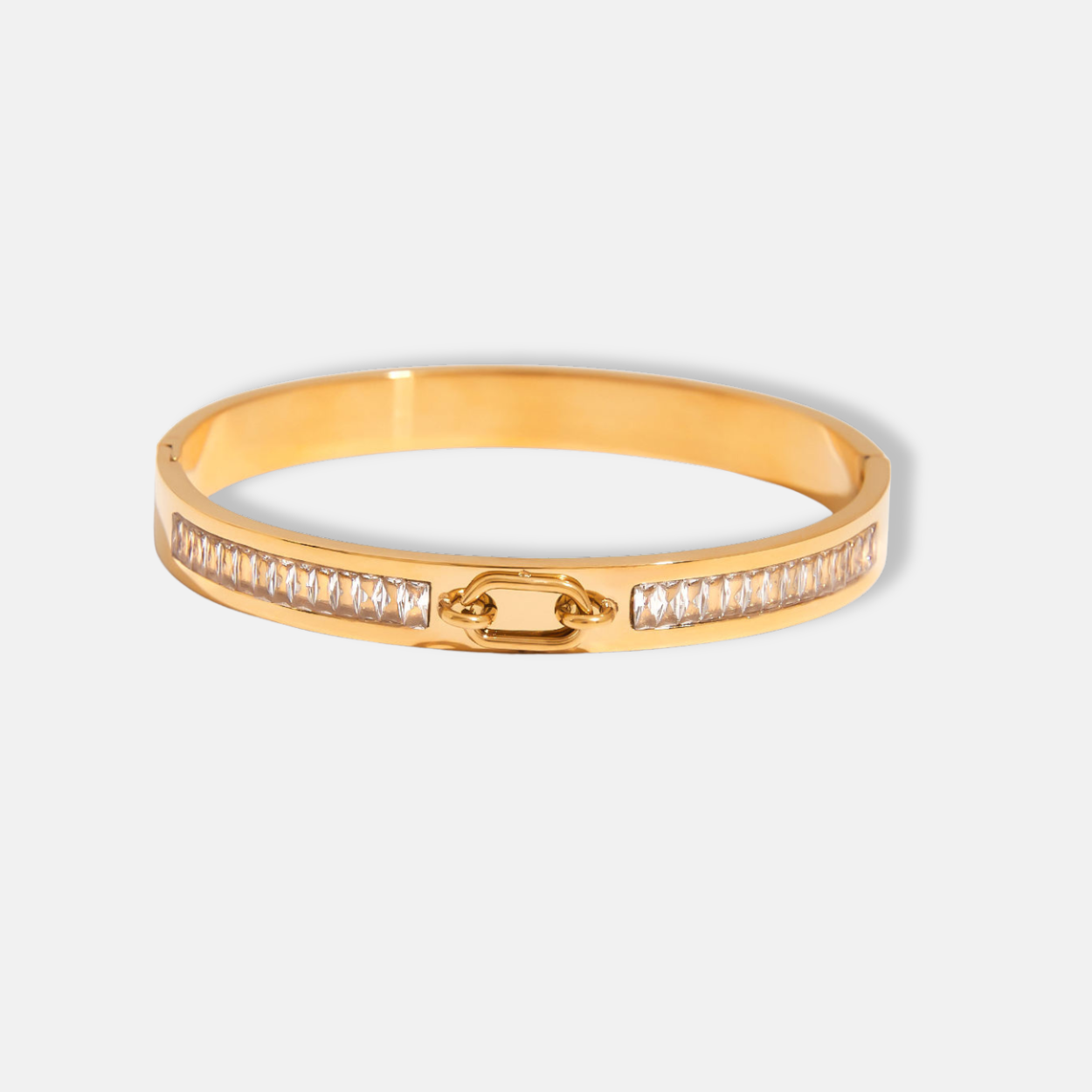 Baguette Zircon Bangle 18K Gold Plated