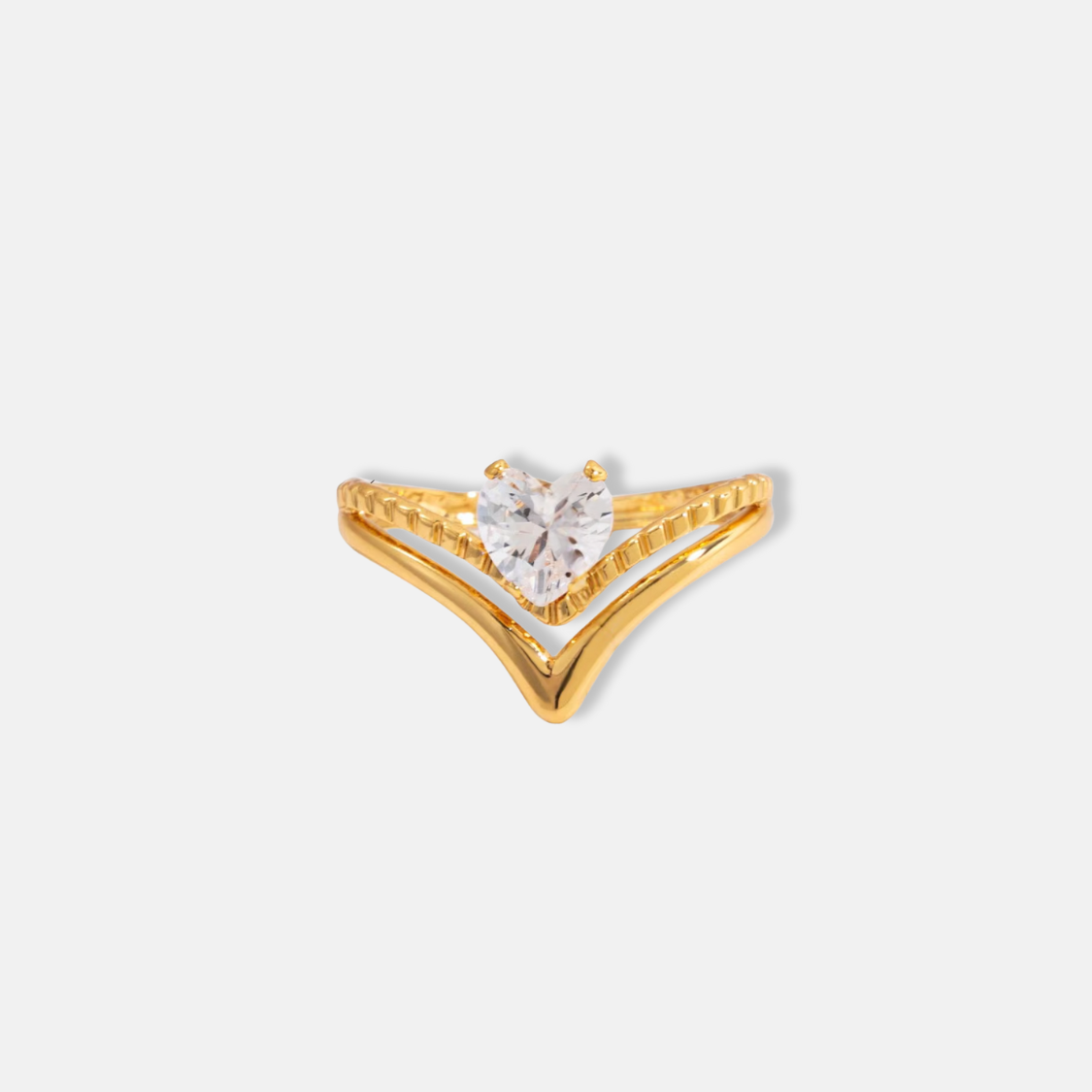 Heart Zircon Ring 18K Gold Plated