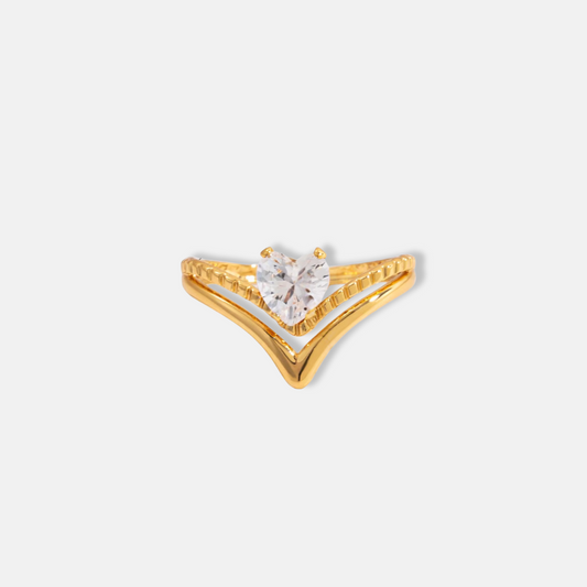 Heart Zircon Ring 18K Gold Plated