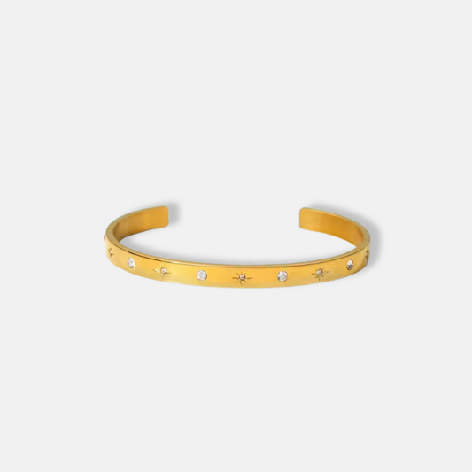 Celestial Zircon Bangle 18k Gold Plated